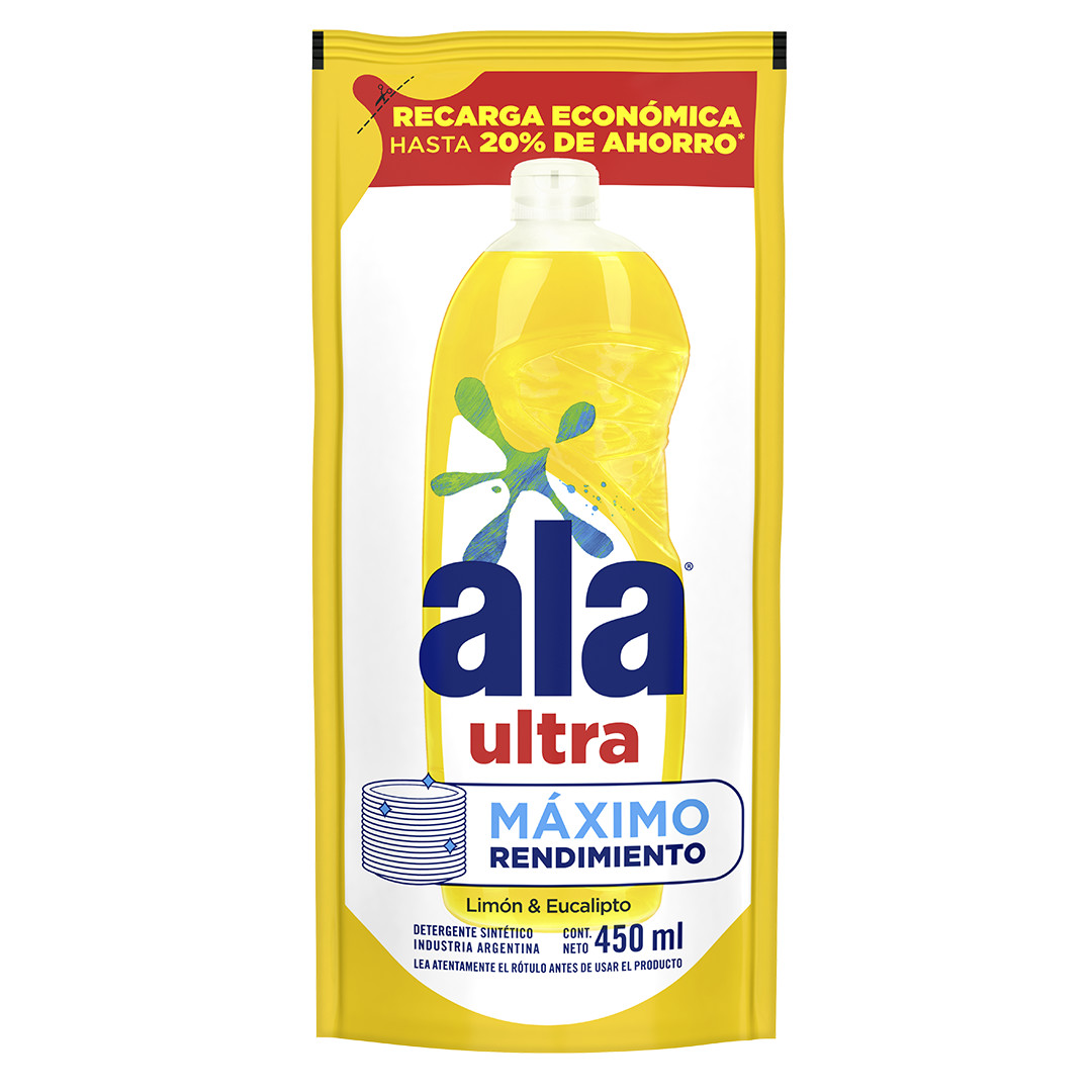 Detergente Ala Ultra Desengrase Limón Recarga Económica paquete